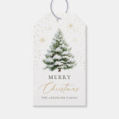 Minimal Pine Tree Christmas Card Cadeaulabel (Voorkant)