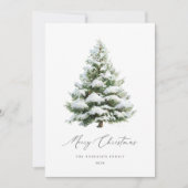 Minimal Pine Tree Christmas Card Feestdagenkaart (Voorkant)