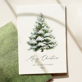 Minimal Pine Tree Christmas Card Feestdagenkaart