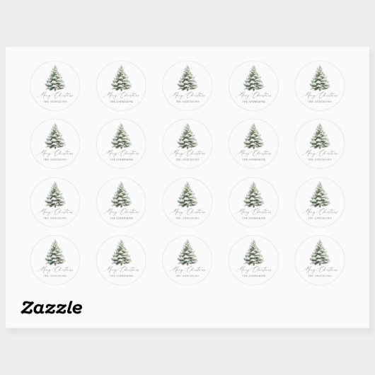 Minimal Pine Tree Christmas Ronde Sticker (Vel)
