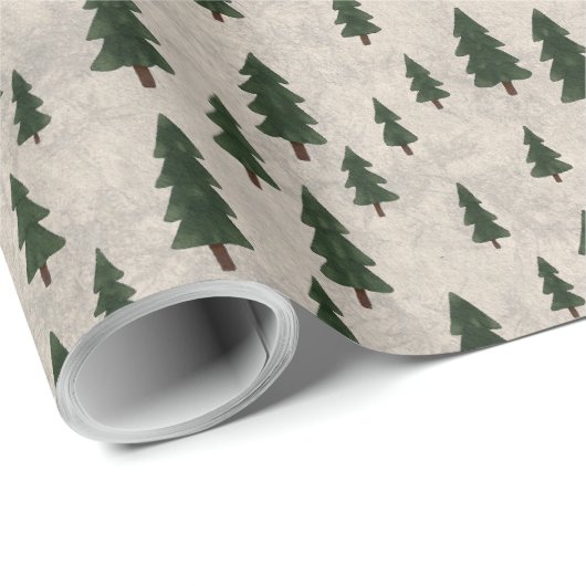 Minimal Pine Trees Pattern Wrapping Paper Cadeaupapier (Rol Hoek)