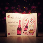 Minimal Pink Champagne Galentines Invitation