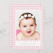 Minimal Pink Gingham Controleer patroonfoto Aankondiging (Voorkant / Achterkant)