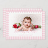 Minimal Pink Gingham Controleer patroonfoto Aankondiging (Voorkant / Achterkant)