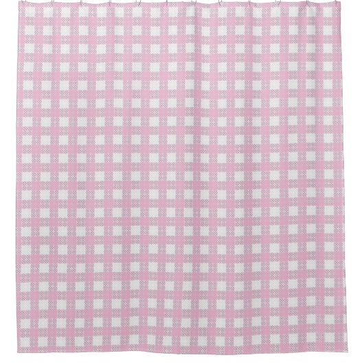 Minimal Pink Plaid Curtain Modern Bath Style Douchegordijn (Voorkant)