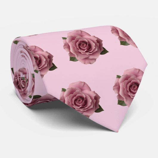 Minimal Pink Rose Design Pattern Stropdas (Opgerold)
