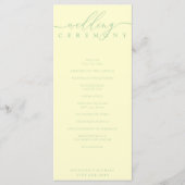 Minimal Pistachio & Cream Script Wedding Ceremony Programma (Voorkant)