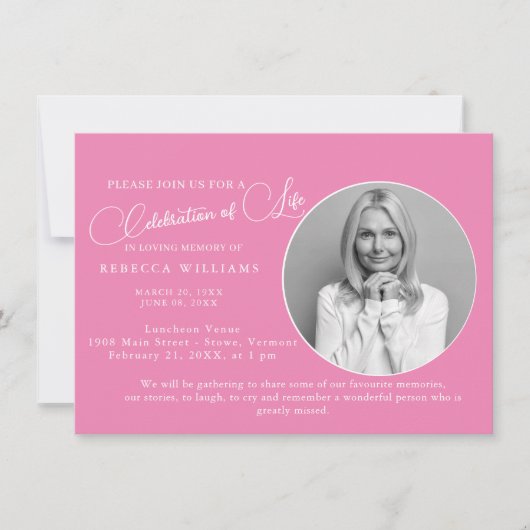 Minimal pour sa célébration de la vie Invitation (Devant)