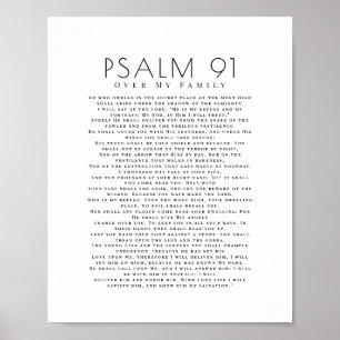 Minimal Psalm 91 Over My Family Christian Poster