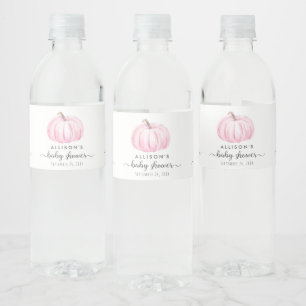 Minimal Pumpkin Waterverf Schattige Baby Girl Show Waterfles Etiket