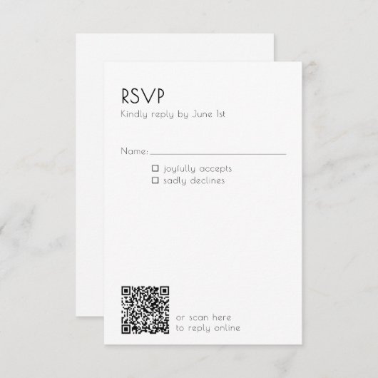 Minimal QR Code Mailing Wedding Details Modern  RSVP Kaartje (Voorkant / Achterkant)