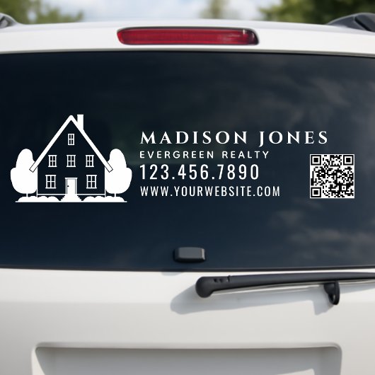 Minimal Real Estate Agent Rustic House Car QR Code Raamsticker