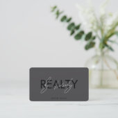 Minimal Realtor Realty Dark Grey-script Visitekaartje (Staand voorkant)