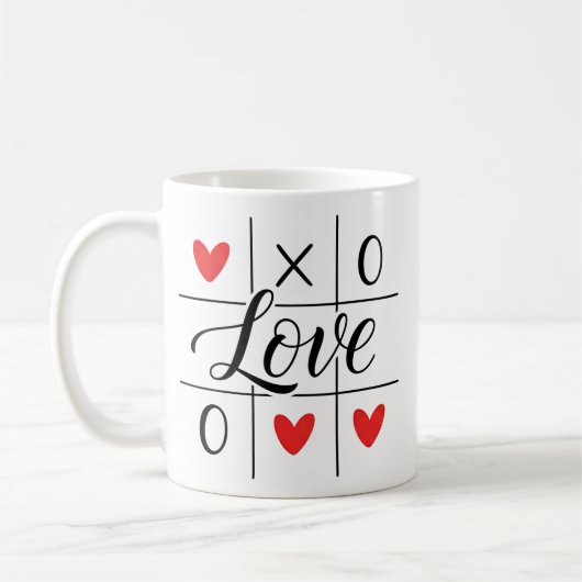 Minimal Red Hearts Love Mug (Gauche)