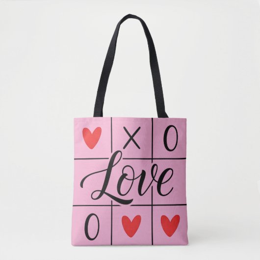 Minimal Red Hearts Love Tote Bag (Voorkant)