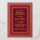 Minimal Red Rose Floral Golden Vrijgezellenfeest Folie Uitnodiging (Voorkant)