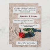 Minimal Red Rose Wedding Invitation (Devant / Derrière)