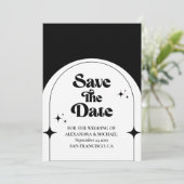 Minimal Retro Arch Noir et Blanc Save The Date (Debout devant)