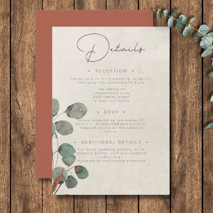 Minimal Rust Green Eucalyptus Krans Details Informatiekaartje