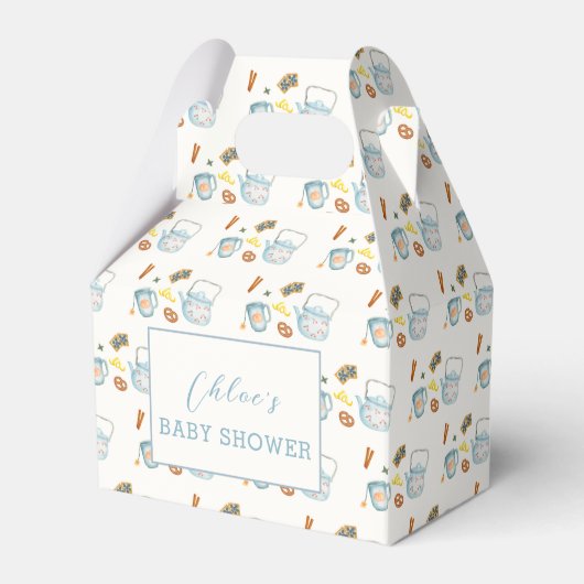 Minimal Rustic Par-Tea Cookie Pattern Baby shower Bedankdoosjes (Voorkant Zijde)
