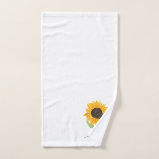 Minimal Rustic Sunflower Personalized Name Script (Serviette à main)