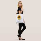 Minimal Rustic Sunflower Personalized Name Script Draagtas (Op model)