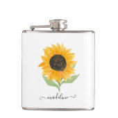 Minimal Rustic Sunflower Personalized Name Script Heupfles (Voorkant)