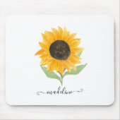 Minimal Rustic Sunflower Personalized Name Script Muismat (Voorkant)