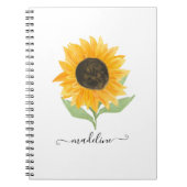 Minimal Rustic Sunflower Personalized Name Script Notitieboek (Voorkant)