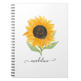 Minimal Rustic Sunflower Personalized Name Script Notitieboek