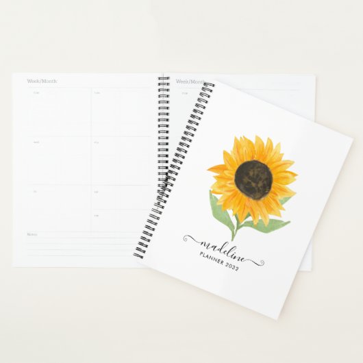 Minimal Rustic Sunflower Personalized Name Script Planner (Display)