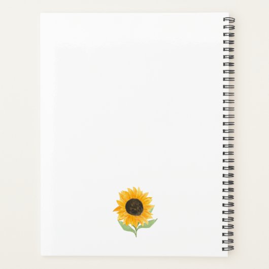 Minimal Rustic Sunflower Personalized Name Script Planner (Achterkant)