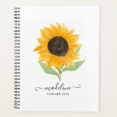 Minimal Rustic Sunflower Personalized Name Script Planner (Voorkant)