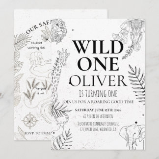 Minimal Safari Wild One 1st Birthday Map Kaart