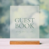 Minimal Sage Green Acrylic Wedding Guest Book Sign (Neutre)
