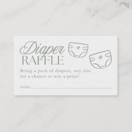 Minimal Sage Green Baby Shower Diaper Raffle Informatiekaartje