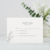Minimal Sage Green Botanical RSVP Card (Debout devant)
