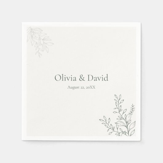 Minimal Sage Green Botanical Wedding Napkin Servet (Voorkant)