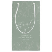 Minimal Sage Green Floral Bridal Shower Thank You Klein Cadeauzakje (Voorkant)