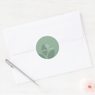 Minimal Sage Green Leaf Health Logo Branded Ronde Sticker