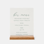 Minimal Sage Green Wedding Bar Menu (Recto)