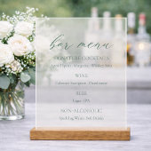 Minimal Sage Green Wedding Bar Menu 