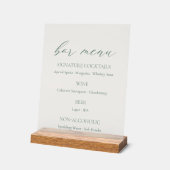 Minimal Sage Green Wedding Bar Menu Acryl Bord (Hoek)