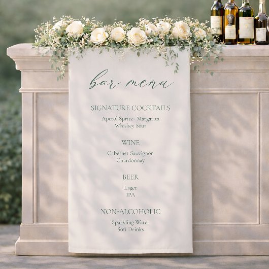 Minimal Sage Green Wedding Bar Menu Sign Spandoek