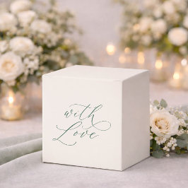 Minimal Sage Green Wedding Favor Box with Love Bedankdoosjes