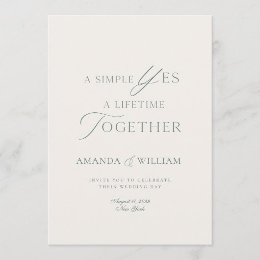 Minimal Sage Green Wedding Invitation (Devant)