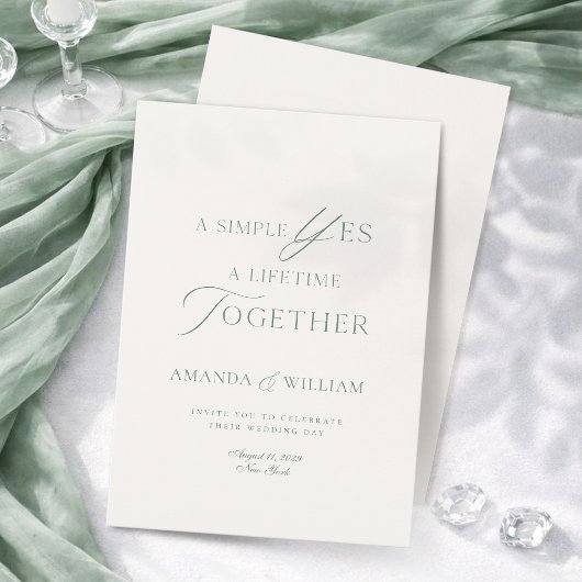 Minimal Sage Green Wedding Invitation