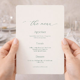 Minimal Sage Green Wedding Menu Card Kaart