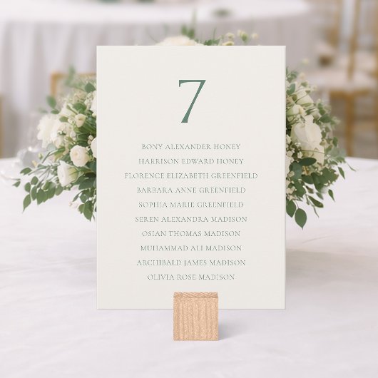 Minimal Sage Green Wedding Seating Chart Bedankkaart