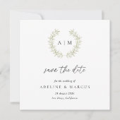 Minimal Sage Wreath Save the Date Kaart (Voorkant)